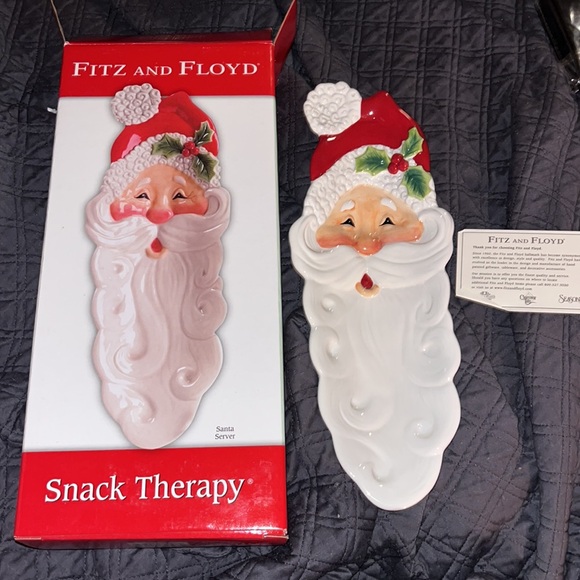 Fitz & Floyd - Santa Server Snack Therapy 13"  Holiday Tray NIB - Picture 1 of 12